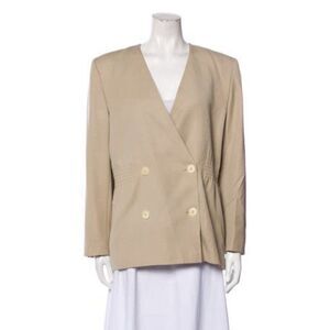 Valentino Authentic Vintage Solid Beige Long Sleeve Blazer Jacket 12 46 Large